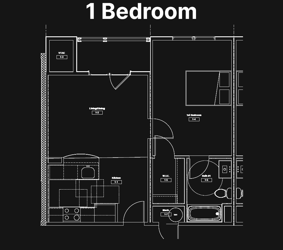 One Bedroom Residential Unit Floorplan
