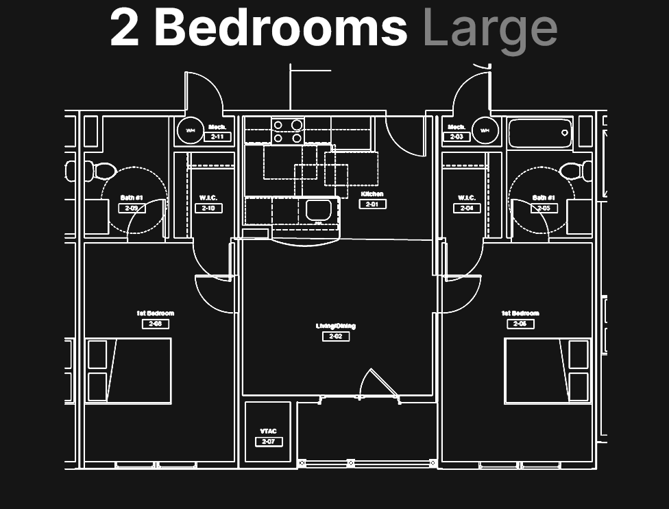 Two Bedrooms Large Residential Unit Floorplan